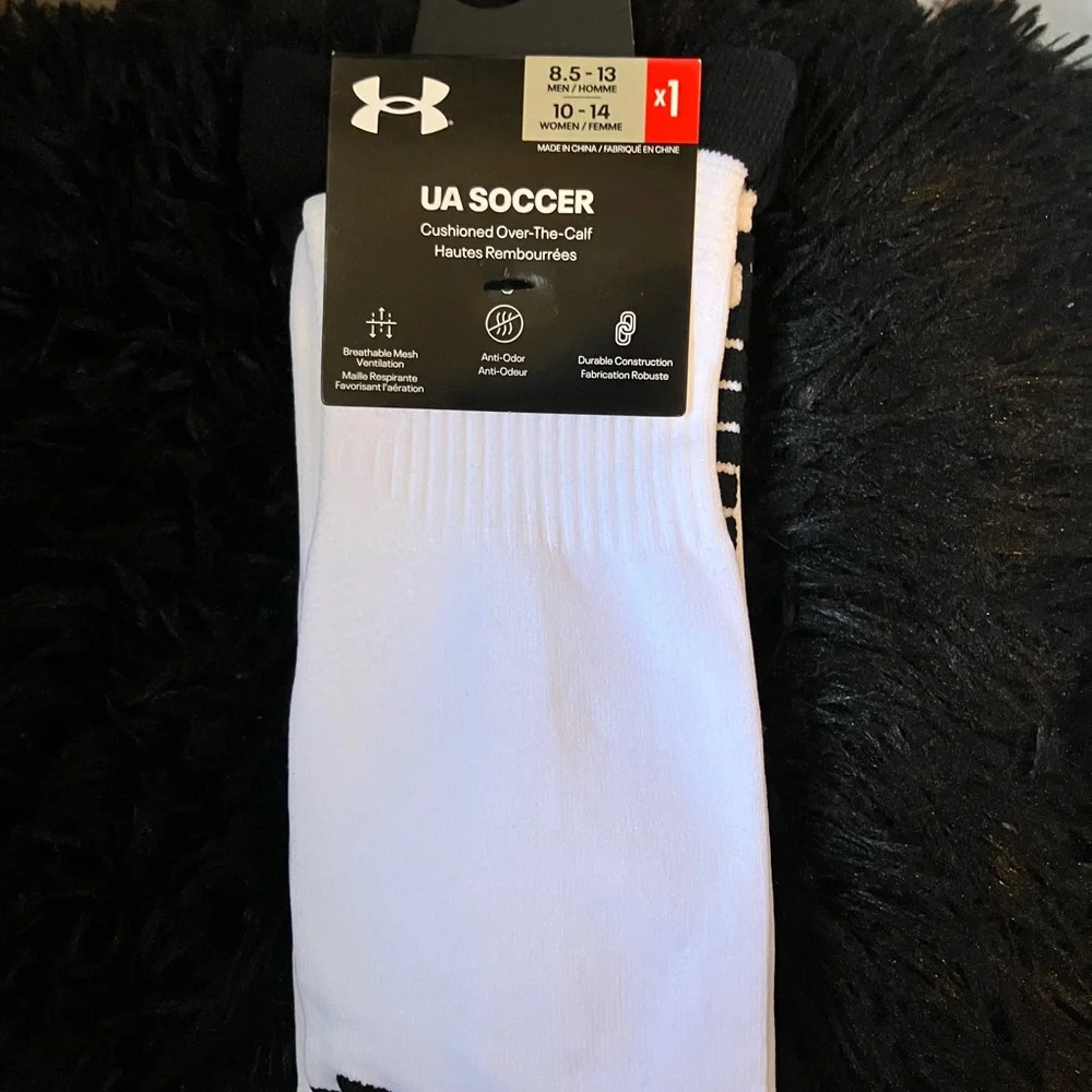 Under Armour White UA Soccer Cushioned Over-the-Calf Socks